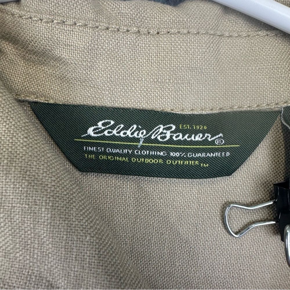 Eddie Bauer Shirt Jacket Womens Medium Beige Linen Blend Chore Field Outdoor‎ - Picture 10 of 12